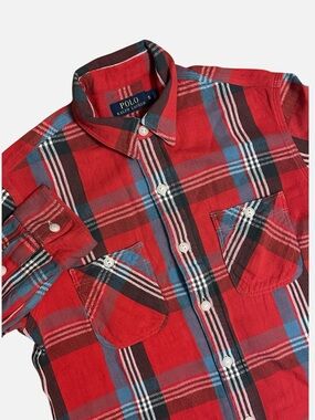 Polo Ralph Lauren Men’s Small Red Plaid Work Style Flannel Long Sleeve Shirt